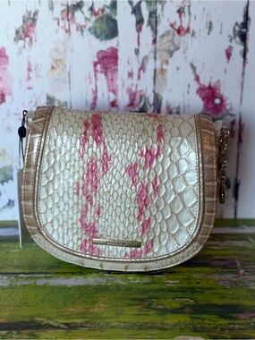 NWT Brahmin Briar Apricot Rose Valentia crossbody handbag Pink shell look $285